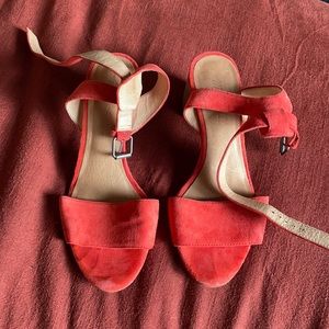 Burnt orange suede heeled sandals